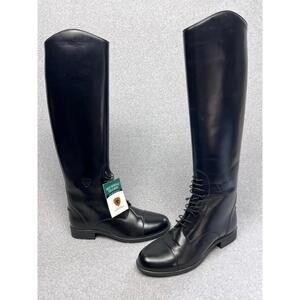 Ariat Heritage Field Boots 10 Black Leather Equestrian Tall English Riding New